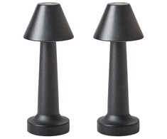 Beliani Rinkinys stalinis šviestuvas, 2 laidinės LED lemputės, JOANES stalinės lempos, metalinės, juodos spalvos, šviesos reguliatorius