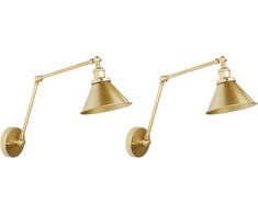 Sieninis šviestuvas Beliani Rinkinys 2 lamp ściennych NARVA Regulowana Metal Auksinis