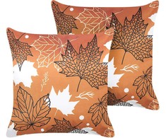 Beliani Rinkinys 2 dekoratyvinės pagalvės POINSETTIA Velvet 45 x 45 cm Oranžinė Augalinis raštas