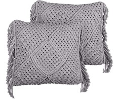 Beliani Rinkinys 2 dekoratyvinės pagalvės BESHAM Medvilnė 45 x 45 cm Kamuolys Geometrinis raštas