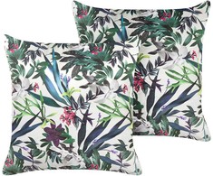 Beliani Rinkinys 2 dekoratyvinės pagalvės GASTERIA Velvet 45 x 45 cm Žalias Augalinis raštas