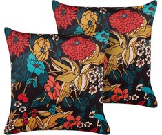 Beliani Rinkinys 2 dekoratyvinės pagalvės PROTEA Velvet 45 x 45 cm Spalvingas gėlių raštas