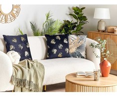 Beliani Rinkinys 2 dekoratyvinės pagalvės GOLDENROD Velvet 45 x 45 cm Juodas Augalinis raštas