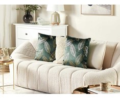 Beliani 2 Velour dekoratyvinių pagalvių rinkinys sąraše 45 x 45 cm žalios FREESIA