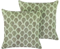 Beliani Rinkinys 2 dekoratyvinės pagalvės RUNGIA Velvet 45 x 45 cm Žalias Gėlių raštas