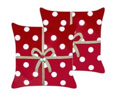 Beliani Rinkinys 2 poduszek dekoracyjnych GUMDROP Welur 45 x 45 cm Raudona Wzór świąteczny