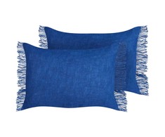 Beliani Rinkinys 2 dekoratyvinės pagalvės MABA Medvilnė 50 x 35 cm Navy Mėlyna Solid