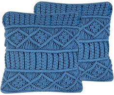 Beliani 2 dekoratyvinių pagalvių rinkinys: makro 45 x 45 cm mėlyna CARATAS
