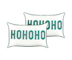 Beliani Rinkinys 2 dekoratyvinės pagalvės JOYCANDY Medvilnė 30 x 50 cm Baltas Kalėdinis raštas