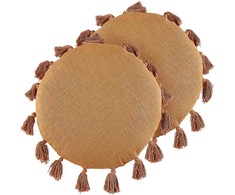 Beliani 2 medvilninės dekoratyvinės pagalvės su kutais ⌀ 45 cm oranžinės spalvos MADIA Lumarko!