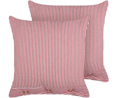 Beliani Rinkinys 2 dekoratyvinės pagalvės AALITA Medvilnė 45 x 45 cm Raudona Striped
