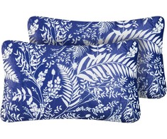Beliani 2 sodo pagalvių rinkinys GLIMMER Augalinis raštas 30 x 50 cm mėlynas