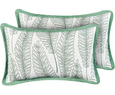 Beliani 2 sodo pagalvių rinkinys MEADOW augalų raštas 30 x 50 cm žalias