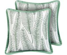 Beliani 2 sodo pagalvėlių rinkinys MEADOW Augalų raštas 45 x 45 cm Žalias