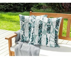 Beliani Rinkinys 2 sodo pagalvėlės TERMINI Augalinis raštas 45 x 45 cm Žalias