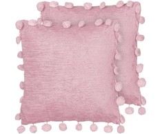 Beliani Rinkinys 2 poduszek dekoracyjnych JASMINE 45 x 45 cm Rožinė Jednolity