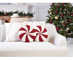 Beliani Rinkinys 2 poduszek dekoracyjnych SWIRL CANDY Boucle 40 x 40 cm Raudona