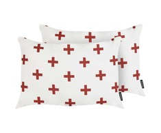 Beliani Rinkinys 2 poduszek dekoracyjnych VELLEIA Medvilnė 50 x 35 cm Baltas Wzór geometryczny