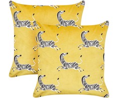 Beliani Rinkinys 2 dekoratyvinės pagalvės ACONITUM Velvet 45 x 45 cm Geltonas Gyvūnų raštas