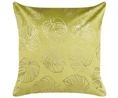 Beliani Lumarko 2 veliūrinės dekoratyvinės pagalvės su lapeliais 45 x 45 cm šviesiai žalios spalvos MONSTERA!
