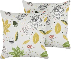 Beliani Rinkinys 2 dekoratyvinės pagalvės MULLEIN Velvet 45 x 45 cm Spalvingas augalų raštas