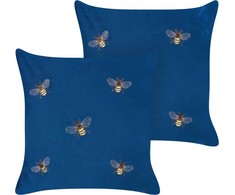 Beliani Rinkinys 2 dekoratyvinės pagalvės TALINUM Velvet 45 x 45 cm Mėlyna Gyvūnų raštas