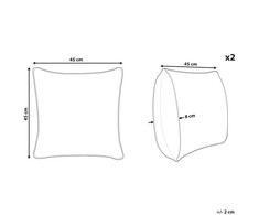 Beliani Lumarko 2 Veliūrinės dekoratyvinės pagalvės su lapeliais 45 X 45 cm Oranžinė saulėgrąža!