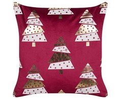Beliani Rinkinys 2 Dekoratyvinės pagalvės GOLDSPRUCE Velvet 45 x 45 cm Raudona Kalėdų raštas