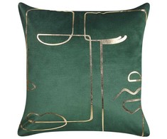 Beliani Lumarko 2 Veliūrinės dekoratyvinės pagalvės su veido motyvu 45 x 45 cm žalias filodendras!