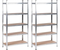 Beliani 2 metalinių sandėliavimo stelažų rinkinys XITTA, 180 cm, 90 cm, sidabrinės spalvos