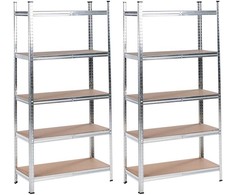 Beliani 2 sandėliavimo lentynų rinkinys XITTA Metal 150 cm 75 cm sidabrinės spalvos