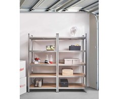 Beliani 2 metalinių sandėliavimo stelažų rinkinys XITTA, 180 cm, 90 cm, sidabrinės spalvos