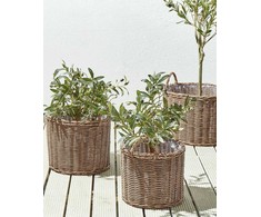 Beliani 3 krepšelių gėlėms rinkinys PENDULA 33/37/45 cm natūralus technorotangas