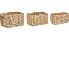 Beliani Rinkinys 3 Baskets HANOI Braided Natural