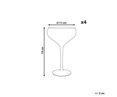Beliani Rinkinys 4 pucharków do szampana MORGANITE 300 ml Permatomas