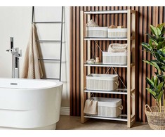 Beliani Rinkinys 5 Krepšeliai TALPE Bamboo Wood Pilka
