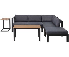 Lauko baldų komplektas Beliani Sodo kampinė sofa su staliuku 5 asmenims MESSINA kairinė juoda metalinė