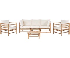 Lauko baldų komplektas Beliani Rinkinys bambukinė sofa 5-vietė balta CERRETO
