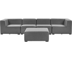 Lauko baldų komplektas Beliani Modulinė sodo sofa su pufu 4 asmenims AREZZO, pilka