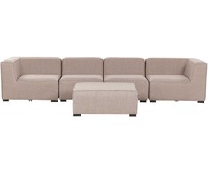 Lauko baldų komplektas Beliani 4 vietų modulinė sodo sofa su pufu AREZZO smėlio spalvos