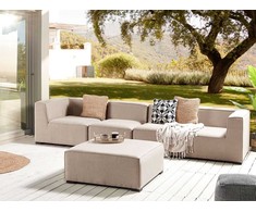 Lauko baldų komplektas Beliani 4 vietų modulinė sodo sofa su pufu AREZZO smėlio spalvos