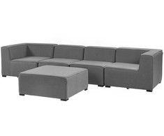 Lauko baldų komplektas Beliani Modulinė sodo sofa su pufu 4 asmenims AREZZO, pilka