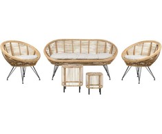 Lauko baldų komplektas Beliani Rinkinys sodo su stalu 4 MARATEA/CESENATICO Rattan Natural