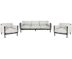 Lauko baldų komplektas Beliani Rinkinys sodo sofa 3-osobowa su fotelami šviesiai pilkas ESPERIA