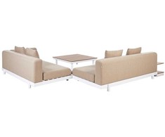 Lauko baldų komplektas Beliani Sodo kampinė sofa su staliuku 5 asmenims MISSANELLO smėlio spalvos