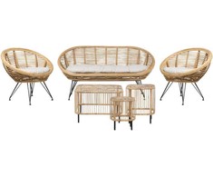 Lauko baldų komplektas Beliani Rinkinys sodo su stalu 4 MARATEA/CESENATICO Rattan Natural