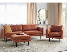 Sofa Beliani 5 vietų svetainės baldų komplektas VINTERBRO, šenilinis, auksinio ruda spalva su otomane