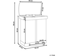 Beliani Dvikamerė šiukšliadėžė su pedalu 60 L ECOSORT metalinė šviesiai žalia