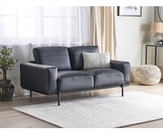 Beliani Dvivietė sofa SOVIK iš dirbtinės odos, juoda