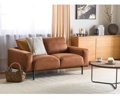 Beliani Dvivietė sofa SOVIK iš dirbtinės odos, ruda